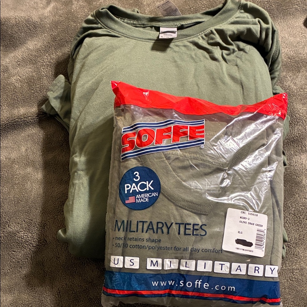 Soffe Men’s Olive Green Military Tees 3-Pack
AND 9 Men’s GILDAN XL Tee’s.  NEW.
